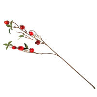 Rama De Pimienta Con Hojas Y 9 Cabezas De Pomegranato Falsas Rojas Y Naranja Para Decoración De Jardín Y Hogar Material De Seda - details 9