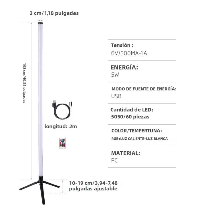 Lámpara De Piso LED RGB 103CM Con Control Remoto Inteligente Y Música Sincronizada Luz Ambiental Decorativa Moderna Para Esquina - 1