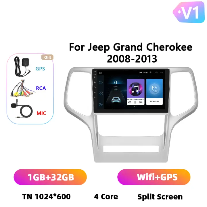 Podofo Radio de coche Android 2 Din para Jeep Grand Cherokee 2008-2013 Carplay 8+128GB AI Voice WIFI+4G DSP GPS Navegación Multimedia Reproductor de Video - 1