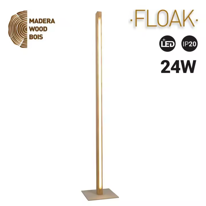 Barcelona LED Lámpara de pie madera "Floak" 24W - Dimable - Blanco cálido - 1