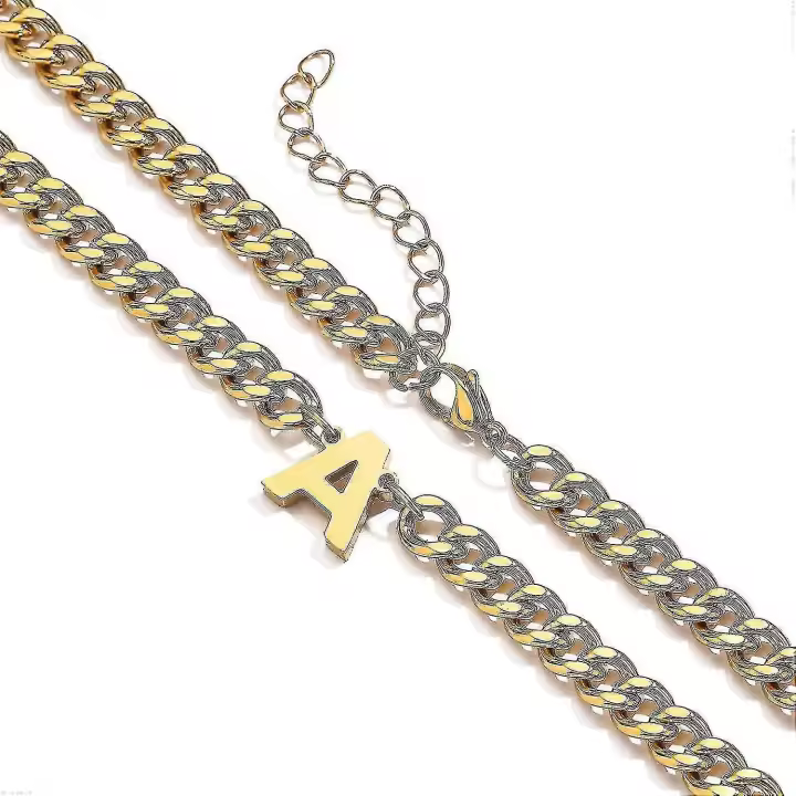 A-Z inicial Cuban Link Chain Neckle For Boys Hombres Mujeres Carta Colgante de Acero Inoxidable 6,5 MM 18 + 2 Pulgadas Regalo La Joyería - 1
