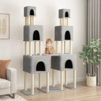 vidaXL Rascador para Gatos con Postes de Sisal Árbol Torre de Escalada Color Crema,  Gris claro,  Gris oscuro y mas - details 1