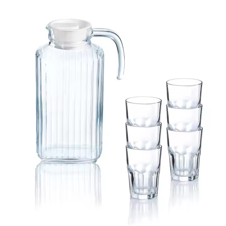 LUMINARC APARTAMENTO Set Jarra Y Vasos 7 PIEZAS Transparente Brillo Facil de limpiar Ecológico - 1