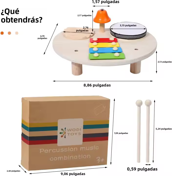 Set De Batería De Madera Para Bebés Juguete Musical Montessori Instrumentos De Percusión Para Niños De 3 a 6 Años - 1