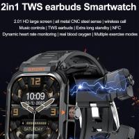 Reloj inteligente para hombre con auriculares (respuesta/Marcado), Rastreador de Ejercitos Deportivo resistant táctico para Exteriores HD de 2,01 pulgadas with pasos, calorías, monitor de Sueño, monitor de cuenta para Android iPhone - details 2