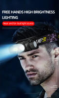 Linterna Frontal Inteligente Con Sensor De Iluminación Fuerte Recargable Y Clip Magnético Para Periódicos Ideal Para Pesca Nocturna Y Correr Por Noche Portátil - details 0