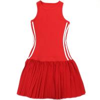 Vestido Mini De Verano Casual Deportivo Para Mujer 2025 Sin Mangas Cuello Redondo Slim Estampado Lateral Elástico Plegado A-line Clubwear - details 4