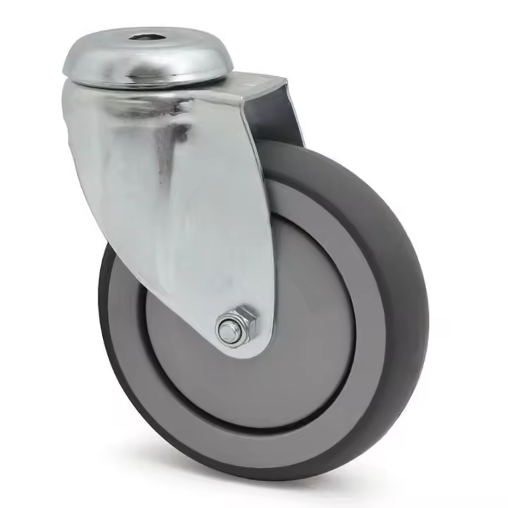 Rueda giratoria agila aro de goma d125 tp zincado aro de goma polipropileno, antihuella y antihilo. - 1
