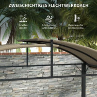 Pabellón para barbacoa 1,1x2,3m Weather-Resistant, Pabellón para barbacoa de exterior, Pabellón de viaje para camping, Techo de poliéster y estantes laterales para parrillas de hasta 100 cm de Largo Acero Caqui - details 0