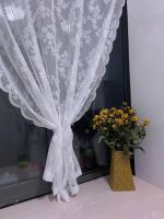 Cortinas De Encaje Floral Transparentes Para Sala De Estar 1 Pieza Con Bolso De Palas Ventana De Dormitorio Estilo Pastoral - details 2