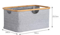 Basto de ropa plegable - Borde Bambú-Almacenamiento versáthil-Se pliega complete-Revestimiento resistant al agua - Gran capacidad - Gris - details 0