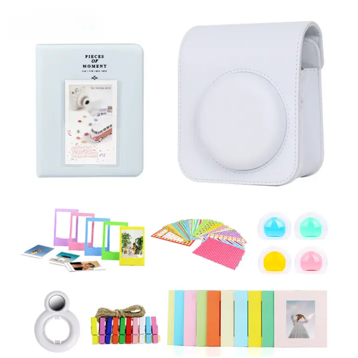 Bolsa de Cámara de Cuero con 7 Partes para Fujifilm Instax Mini 12 Funda de Protección de 64 Bolsos with Marco de Foto, Espejo de Auto-retro, Filtros de Lente - 1
