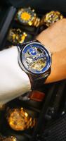 Reloj Mecánico Forsining De Lujo Con Esqueleto Y Tourbillon Para Hombres Con Correa De Cuero Genuino Zona Horaria Dual Fase De La Luna Resistente Al Agua Y Shock - details 11