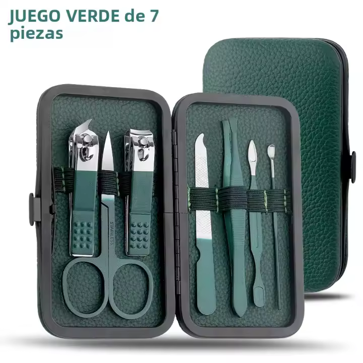 Juego De Tijeras Y Cortauñas De Acero Inoxidable Verde 7/13/24 Pcs Herramienta De Manicura Y Pedicura Portátil Set De Clipper Para Dedos Y Tobillos - 1