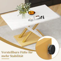 Mesa de Comedor Blanca para 4 personas con tablero con Efecto Mármol, Pies ajustables, - details 2