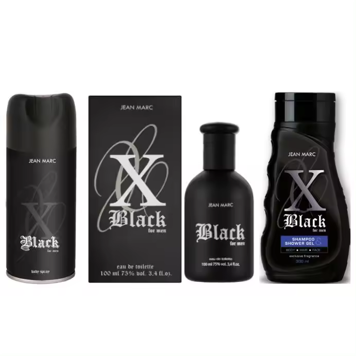 PACK DE CUIDADO PERSONAL HOMBRE----- DESODORANTE, PERFUME Y SHAMPOO JM X BLACK - 1