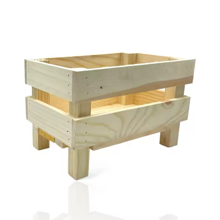 MINOKUA - Caja de Madera Maciza de Pino con Patas 25x18x17cm | Jardinera y Huerto Ecológico - 1
