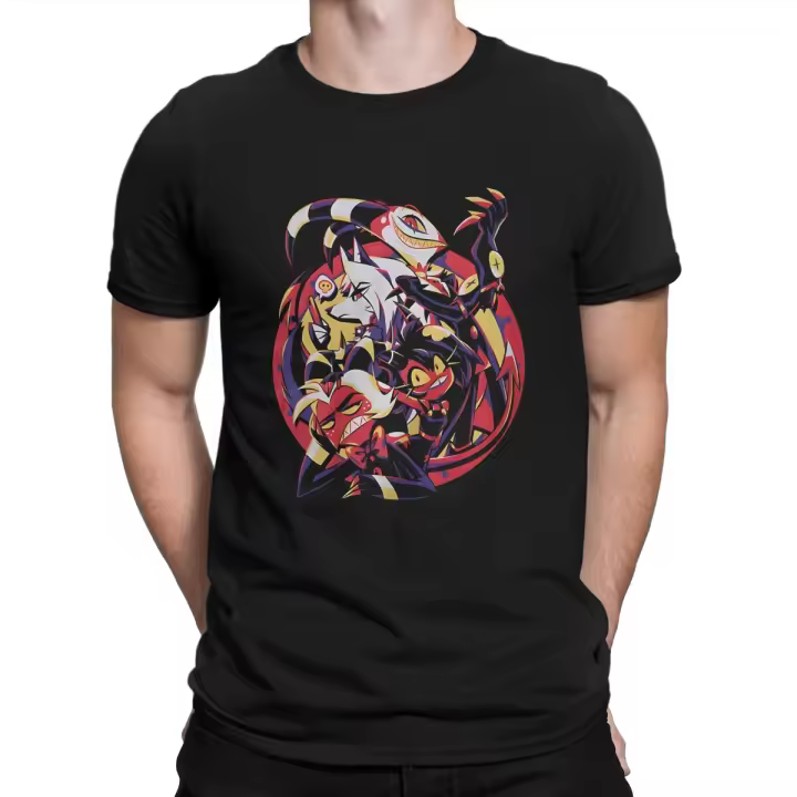 Camiseta Unisex De Algodón H-Helluva Boss Casual Con Estampado Manga Corta Cuello Redondo Prenda Transpirable Y Ligera Para Todas Las Estaciones - 1