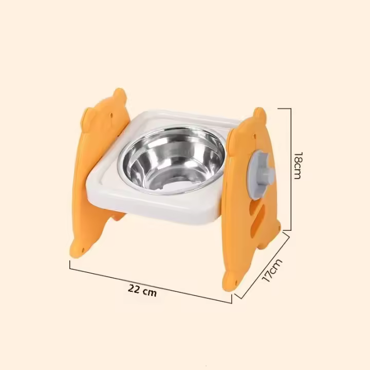 Cuenco De Acero Inoxidable Para Perros Con Soporte De Bambú Elevado Ajustable Alimentador De Alimentos Y Agua Para Gatos Accesorios Para Mascotas - 1