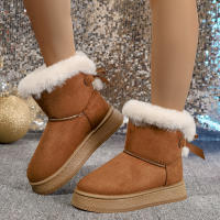Botas De Nieve Elegantes Con Lazo Y Punta Redonda Para Mujer Invierno Confortables Antideslizantes Suaves De Velours Calientes Botines De Tacón Medio Calf High - details 10