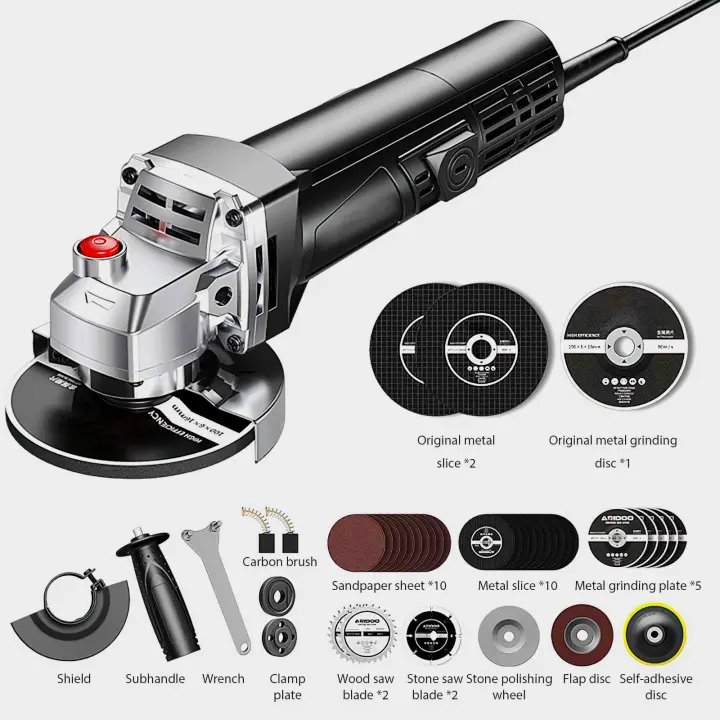 Amoladora angular eléctrica 220V/50HZ amoladora angular eléctrica con cable Pulidora 11000 rpm 100 mm de diámetro Herramientas eléctricas de pulido y corte Para ranurado de paneles de pared, corte de suelos, corte de baldosas - 1