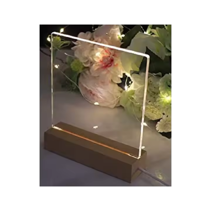Lampara Base de madera con Luz LED con opcion de poner metacrilato transparente con o sin personalizar - 1