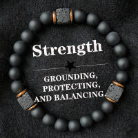 Pulsera para hombre de piedra volcánica y ónix negro en diseño cuadrado - Joyería moderna para caballeros contemporáneos - details 3