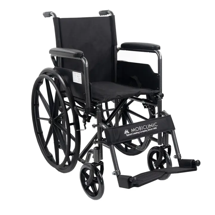 Mobiclinic Silla de Ruedas Plegable S220 Ruedas de extracción rápida pulsando un botón Premium Asiento 40cm Reposapiés y Reposabrazos abatibles Palanca de Freno Resistente Color Negro - 1