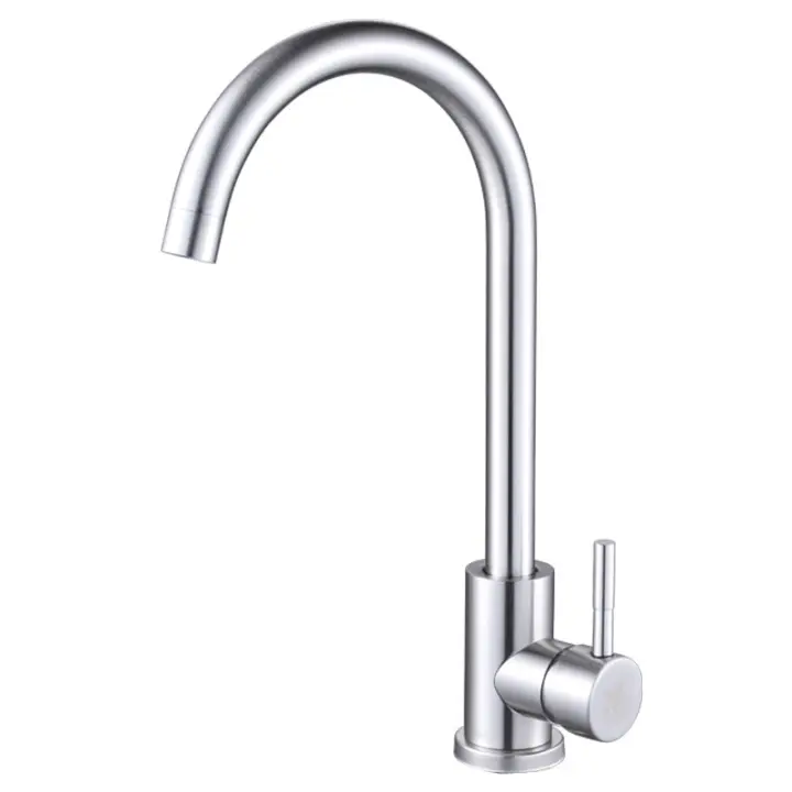 Grifo de cocina de acero inoxidable, giratorio 360°, grifo de fregadero de cocina, grifo de fregadero monomando, mate - 1