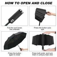 Paraguas plegable, 10 Varillas con Automático Mecanismo de appero y Cierres, Diseño de Franja reflectante. - details 3