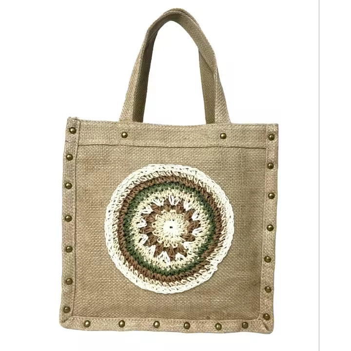 MEJORADA Bolso retro imformal para mujer.bandoleras de YUTE trenzado con cuerdas de paja，MEDIDA 27CM*27CM*10CM - 1