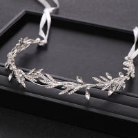 Diadema De Boda En Color Plata Con Cristales Y Corona De Hojas Adorno Para Cabello De Novia Diadema De Tiará Para Mujer - details 1