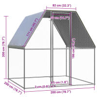 vidaXL Gallinero de acero galvanizado plateado y gris 2x2x2 m - details 3