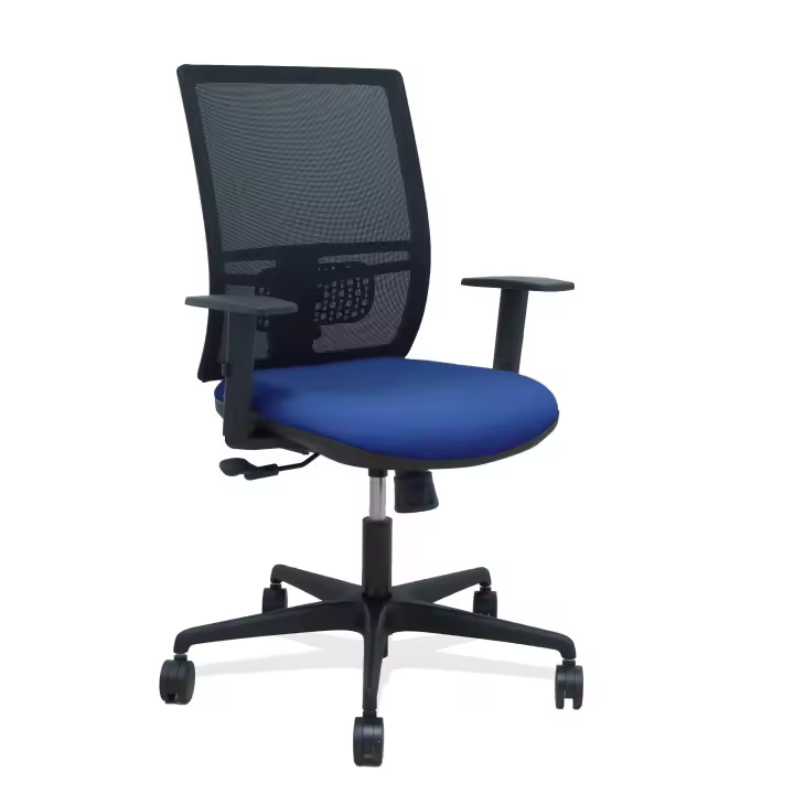 Silla Yunquera sincro malla negra bali azul marino brazo regulable - 1