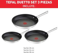 Duetto - Juego de Sartenes de 20/24/28 cm, Apto inducción, antiadherente, revestithiento Titanium, Thermo-signal, sin PFOA, Apto lavavajillas y Horno, inoxidable Maple - details 4