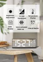 Reloj De Despertar Digital Con Control De Voz Temperatura Dual Modo Nocturno 12/24H LED Reloj De Mesa Para El Hogar - details 3