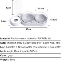 Cuenco de gato doble levantado, 15 ° inclinación anti-vómitos cuenco de gato 3 en 1 automático de almacenamiento de agua para mascotas, disponible para gatos y cachorros (gris) - details 0