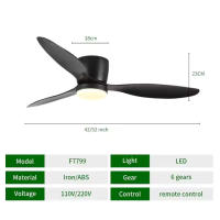 Hola LED Ventilador de Techo 42" con Luz LED Regulable – 3000K-6000K, 85-265V，Negro - details 1