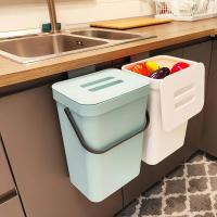 Pequeño Cenicero De Plástico Con Tapa Colgante Para Cocina Y Baño Recipiente De Basura Para Alimentos Montable Debajo Del Grifo - details 0