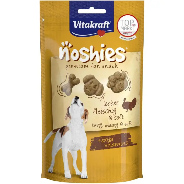 VITAKRAFT - Noshies Snack semi-húmedo para perros sabor pavo (Pack de 6x90g) - 1