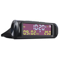 Reloj Digital Para Coche AN01 Con Fecha Día Temporada Y Temperatura Interna Medidor De Voltaje Recargable Con Solares - details 2