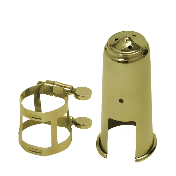 Boquillero y abrazadera Saxo Tenor Dorado - 1