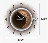 Reloj de comparación Silencioso with Taza de Café y espuma, decoración de Cocina, cafetería, Letrero de - details 2