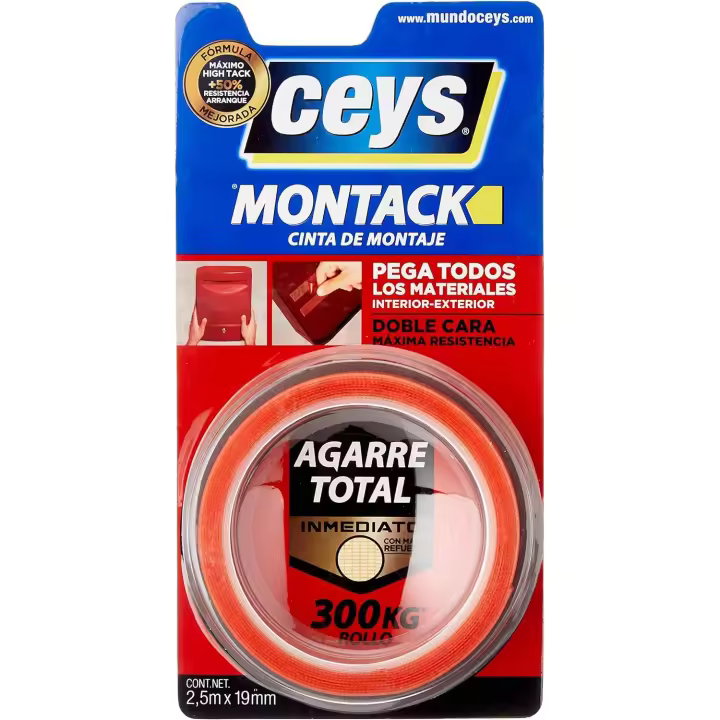 Cinta de Doble Cara Ceys Transparente agarre Total Inmediato y pegado Ultra Fuerte para gran cantidad de materiales - 1