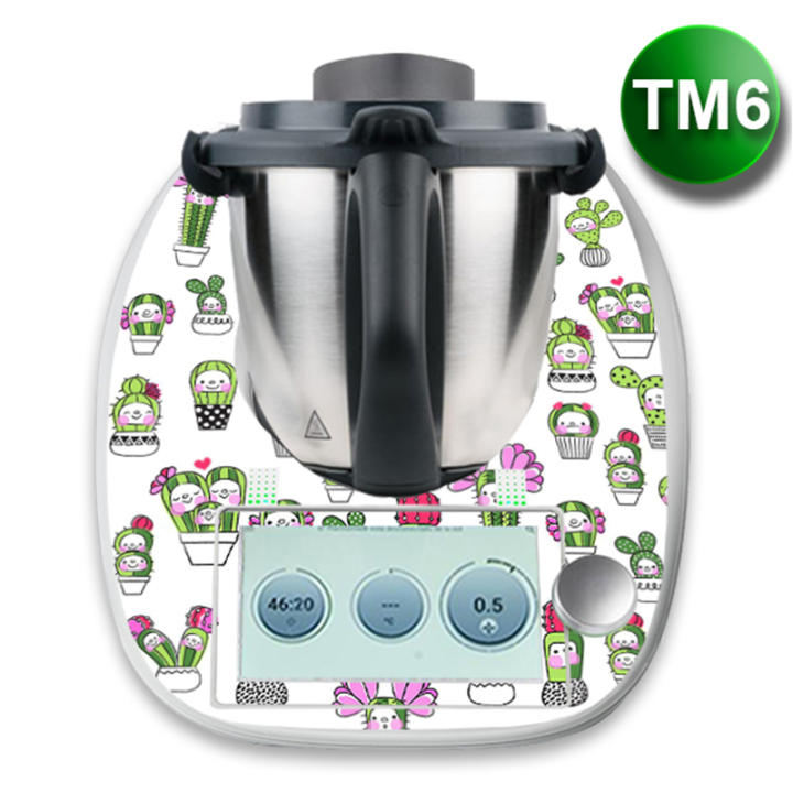 APCym Vinilo Adhesivo para  Máquina Cocinar Thermomix TM6 Modelo CACTUS. Tabla Deslizante 60x30cm OPCIONAL.