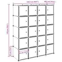 vidaXL Organizador de cubos almacenamiento 20 cubos varillas colgar PP - details 7