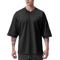 Camiseta Hombre Verano De Hombros Caídos V-cuello Oversize Fitness Media Manga Mesh Suéter Deportivo Suelto Para Baloncesto Y Gimnasio - details 1