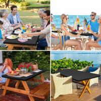 Mantel Impermeable Para Picnic Con Banda Elástica Alrededor Para Fiesta En Casa Boda Banquete Material De Poliéster Tela Rectangular - details 2