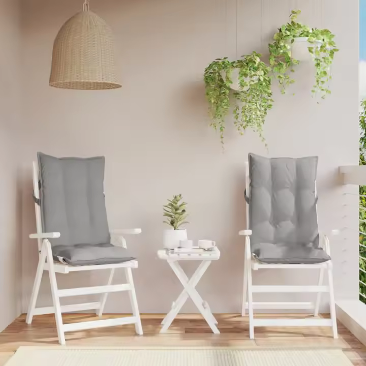 vidaXL Cojines de silla con respaldo alto 2 uds tela Oxford gris - 1
