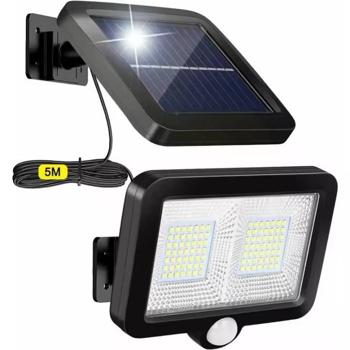 Lámpara solar de exterior con detector de movimiento, equipada con 98 LED y un cable de 5M, 1 pieza - 1